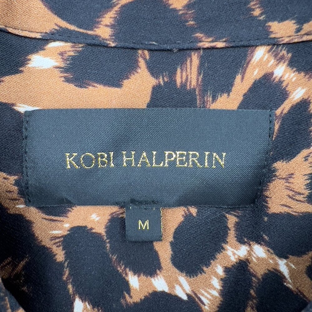 Kobi Halperin Luxury Cocktail Leopard Print Medi Dress Color Block Sleeves M - Picture 12 of 14